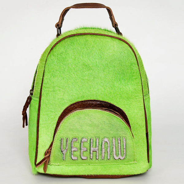 ADBGS156 Green Cowhide Leather Backpack with Bold Inlay - Western Cowgirl Statement Bag