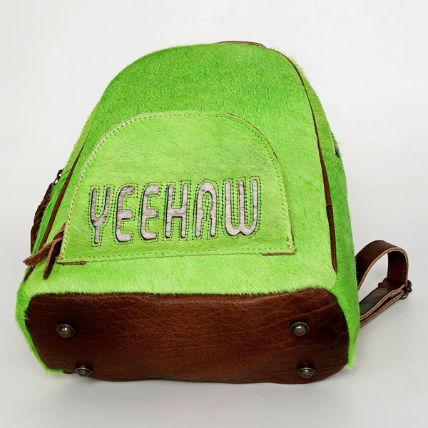 ADBGS156 Green Cowhide Leather Backpack with Bold Inlay - Western Cowgirl Statement Bag