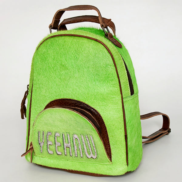 ADBGS156 Green Cowhide Leather Backpack with Bold Inlay - Western Cowgirl Statement Bag