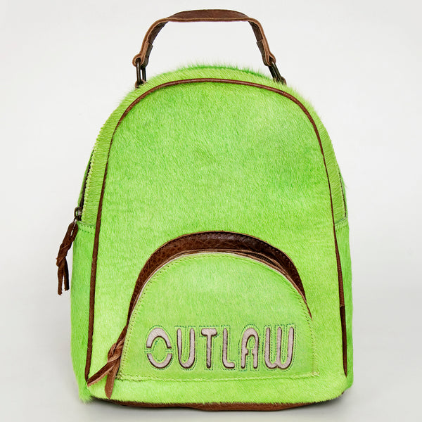 ADBGS156 Green Cowhide Leather Backpack with Bold Inlay - Western Cowgirl Statement Bag
