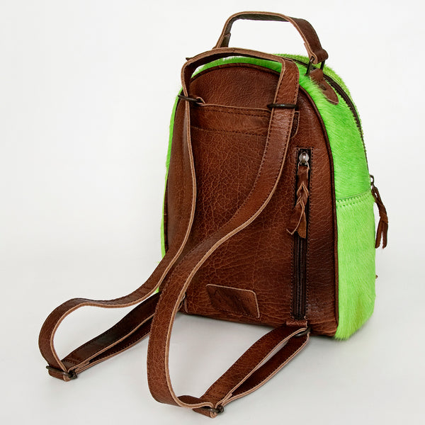 ADBGS156 Green Cowhide Leather Backpack with Bold Inlay - Western Cowgirl Statement Bag