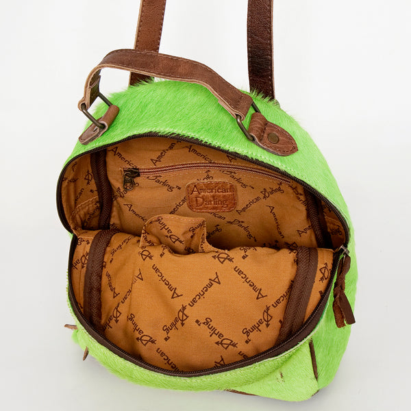 ADBGS156 Green Cowhide Leather Backpack with Bold Inlay - Western Cowgirl Statement Bag