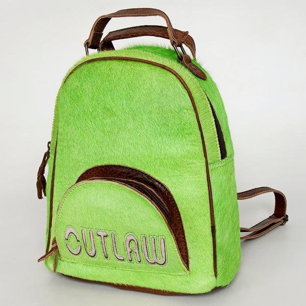 ADBGS156 Green Cowhide Leather Backpack with Bold Inlay - Western Cowgirl Statement Bag