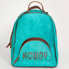 ADBGS156 Turquoise Hair-On Hide Leather Mini Backpack - Western Leather Bag
