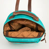 ADBGS156 Turquoise Hair-On Hide Leather Mini Backpack - Western Leather Bag