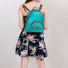 ADBGS156 Turquoise Hair-On Hide Leather Mini Backpack - Western Leather Bag