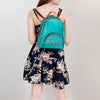 ADBGS156 Turquoise Hair-On Hide Leather Mini Backpack - Western Leather Bag