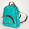 ADBGS156 Turquoise Hair-On Hide Leather Mini Backpack - Western Leather Bag