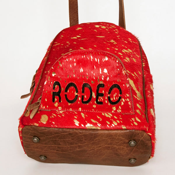 ADBGS156 Red Hair-On Hide Leather Mini Backpack - Western Cowgirl Style