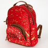 ADBGS156 Red Hair-On Hide Leather Mini Backpack - Western Cowgirl Style