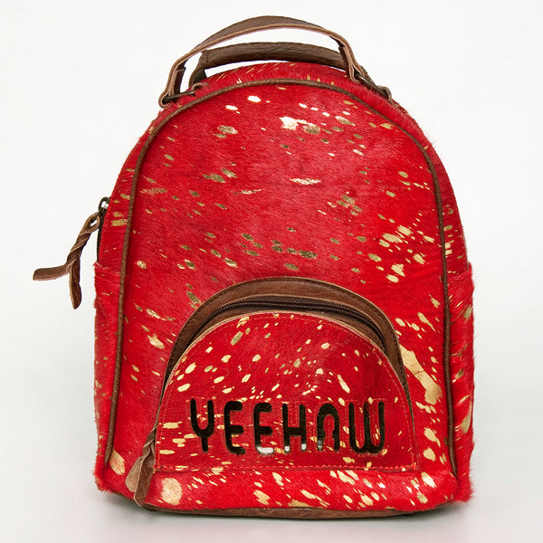 ADBGS156 Red Hair-On Hide Leather Mini Backpack - Western Cowgirl Style