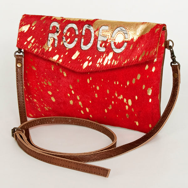 ADBGS178 Red Metallic Cowhide Envelope Crossbody - Western Leather Purse