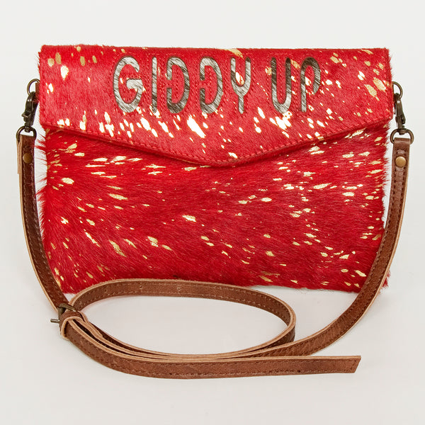 ADBGS178 Red Metallic Cowhide Envelope Crossbody - Western Leather Purse