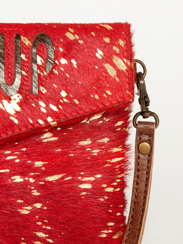 ADBGS178 Red Metallic Cowhide Envelope Crossbody - Western Leather Purse