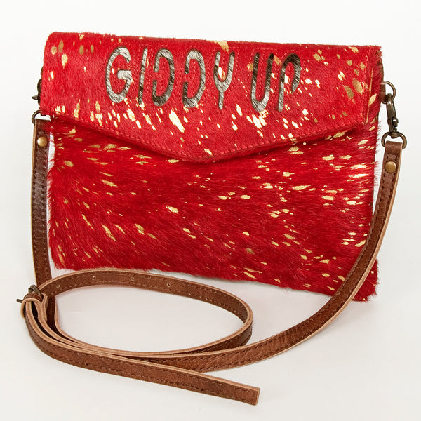 ADBGS178 Red Metallic Cowhide Envelope Crossbody - Western Leather Purse