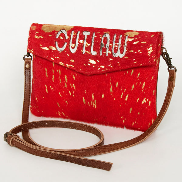 ADBGS178 Red Metallic Cowhide Envelope Crossbody - Western Leather Purse