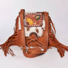 ADBGF101 American Darling Western Leather Cross body Bag - Hand Tooled Floral & Cowhide Purse