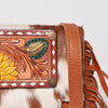 ADBGF101 American Darling Western Leather Cross body Bag - Hand Tooled Floral & Cowhide Purse