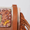 ADBGF101 American Darling Western Leather Cross body Bag - Hand Tooled Floral & Cowhide Purse