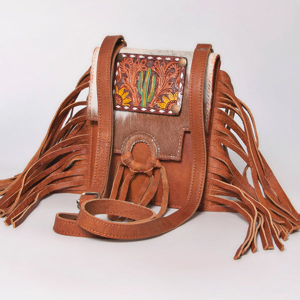 ADBGF101 American Darling Western Leather Cross body Bag - Hand Tooled Floral & Cowhide Purse