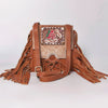 ADBGF101 American Darling Western Leather Cross body Bag - Hand Tooled Floral & Cowhide Purse