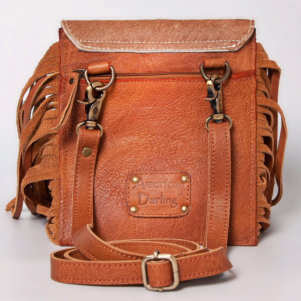 ADBGF101 American Darling Western Leather Cross body Bag - Hand Tooled Floral & Cowhide Purse
