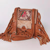 ADBGF101 American Darling Western Leather Cross body Bag - Hand Tooled Floral & Cowhide Purse