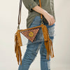 ADBGF103 American Darling Western Clear Bag - Handcrafted Leather Fringed Stadium Purse