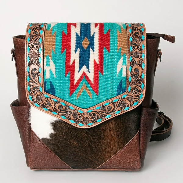 ADBG845 American Darling Hand Tooled Floral & Saddle Blanket Leather Western Backpack