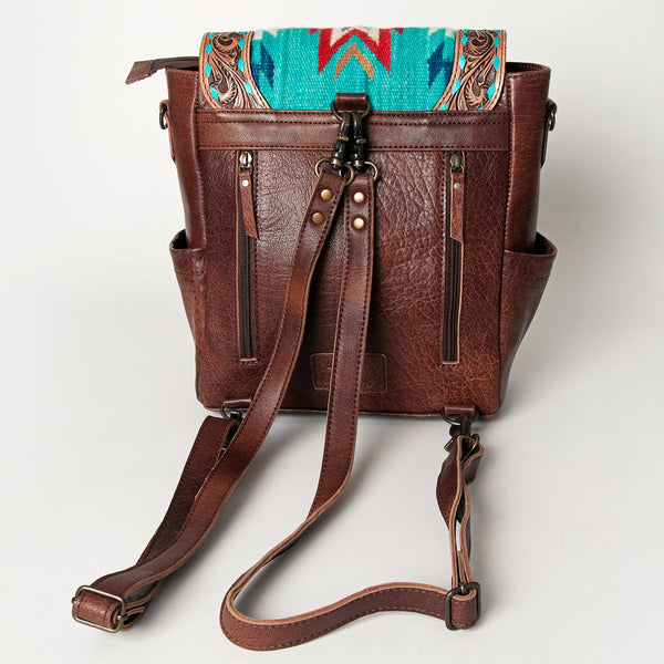 ADBG845 American Darling Hand Tooled Floral & Saddle Blanket Leather Western Backpack