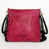 ADBGM282 Raw-Edge Tribal Leather Crossbody - Fringe, Bone Accent & Braided Strap