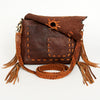 ADBGM283 Tribal Leather Crossbody - Fringe, Bone Accent & Braided Strap