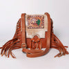 ADBGF101 American Darling Western Leather Cross body Bag - Hand Tooled Floral & Cowhide Purse