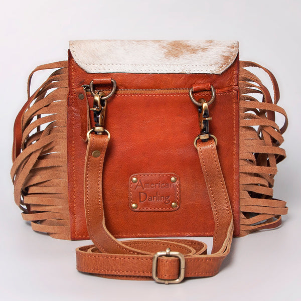 ADBGF101 American Darling Western Leather Cross body Bag - Hand Tooled Floral & Cowhide Purse