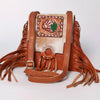 ADBGF101 American Darling Western Leather Cross body Bag - Hand Tooled Floral & Cowhide Purse