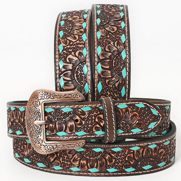 BER169-Hand Carved Western leather Belt