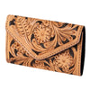 SKBG105Wallet Hand Tooled Saddle Leather and Upcycled Canvas Ladies Bag H4XW6 SKBG105 SKBG