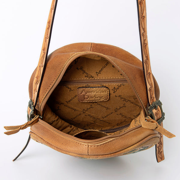 ADBG933 American Darling Western Leather Canteen Bag with Hand Tooled Floral Artistry