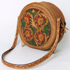 ADBG933 American Darling Western Leather Canteen Bag with Hand Tooled Floral Artistry