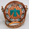 ADBG933 American Darling Western Leather Canteen Bag with Hand Tooled Floral Artistry