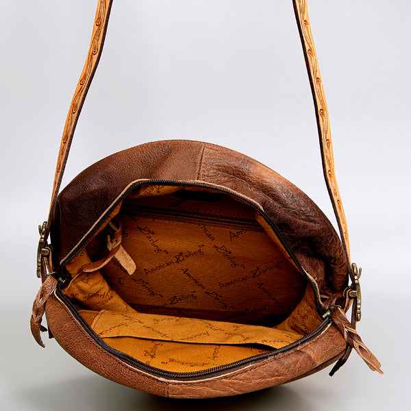 ADBG933 American Darling Western Leather Canteen Bag with Hand Tooled Floral Artistry
