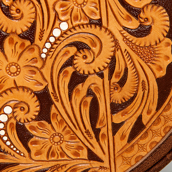 ADBG933 American Darling Western Leather Canteen Bag with Hand Tooled Floral Artistry