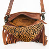 ADBG935 American Darling Western Leather Cross body Bag with Hair-On Cowhide and Long Fringes