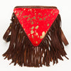 ADBG935 American Darling Western Leather Cross body Bag with Hair-On Cowhide and Long Fringes