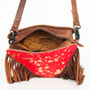 ADBG935 American Darling Western Leather Cross body Bag with Hair-On Cowhide and Long Fringes