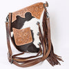 ADBG938 American Darling Western Leather Large Cross body Bag with Hair-On Cowhide and Fringes