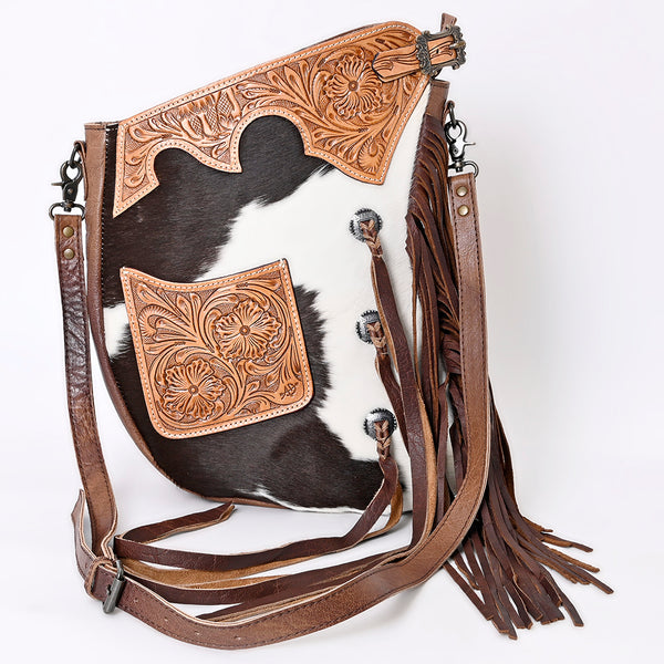 ADBG938 American Darling Western Leather Large Cross body Bag with Hair-On Cowhide and Fringes