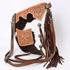 ADBG938 American Darling Western Leather Large Cross body Bag with Hair-On Cowhide and Fringes