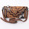 ADBG941 American Darling Handcrafted Hair-On Cowhide Wallet with Hand Tooled Floral Carved Leather