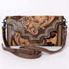 ADBG941 American Darling Handcrafted Hair-On Cowhide Wallet with Hand Tooled Floral Carved Leather